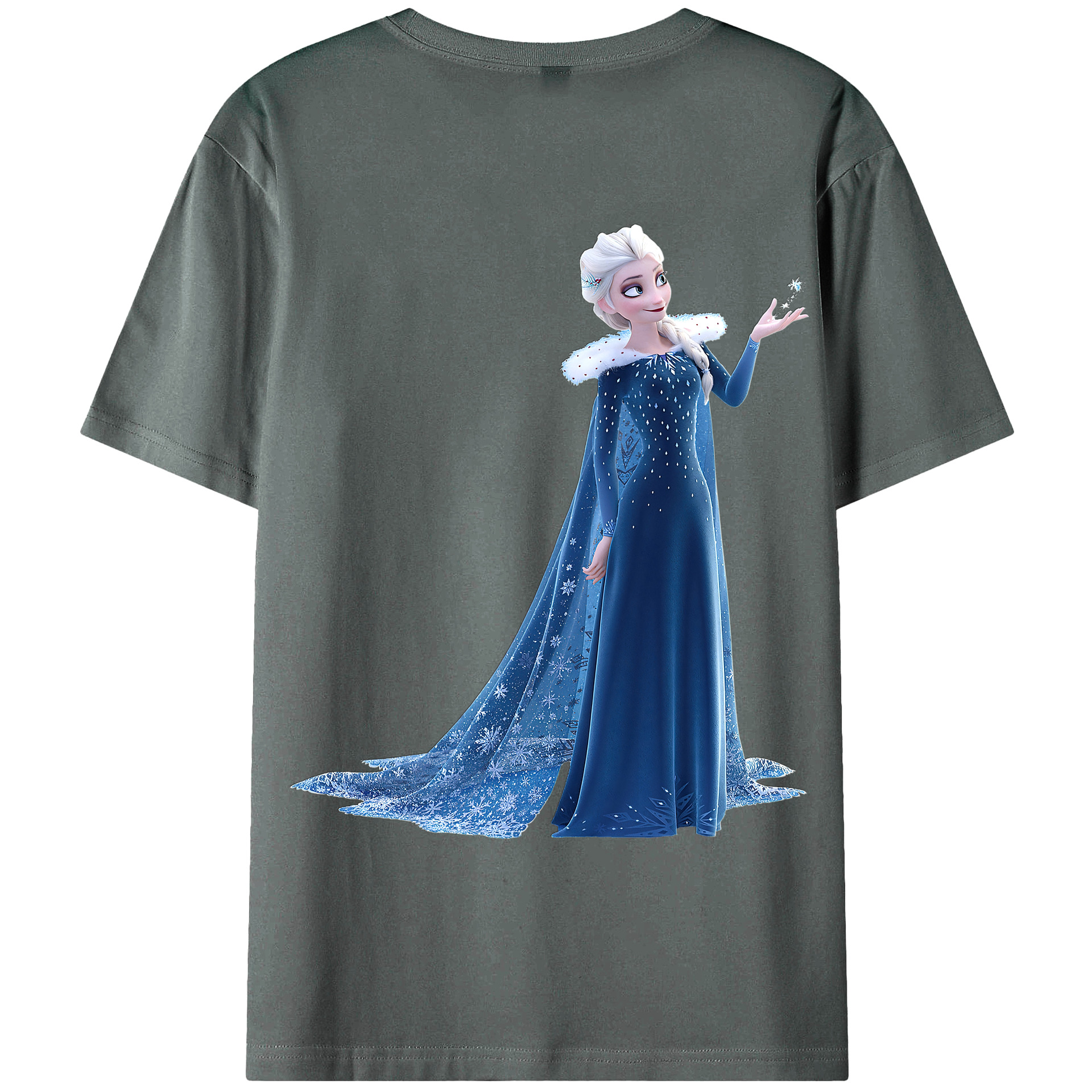 （画像用） アナと雪の女王 アンナ エルサ Frozen Anna Elsa 綿100％ メンズ半袖Tシャツ（バックプリント） 通気性